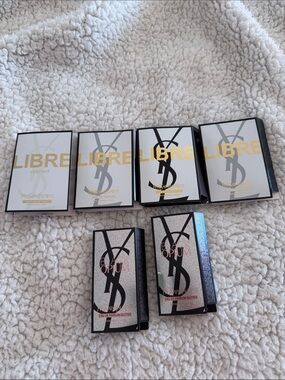 Yves Saint Laurent Mini Perfume Set in White, Black & Gold Accents